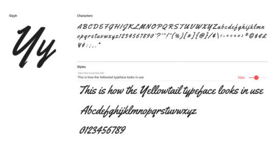 Font chữ miễn phí Yellowtail có một cách tiếp cận cổ điển với những chữ cái viết tay 